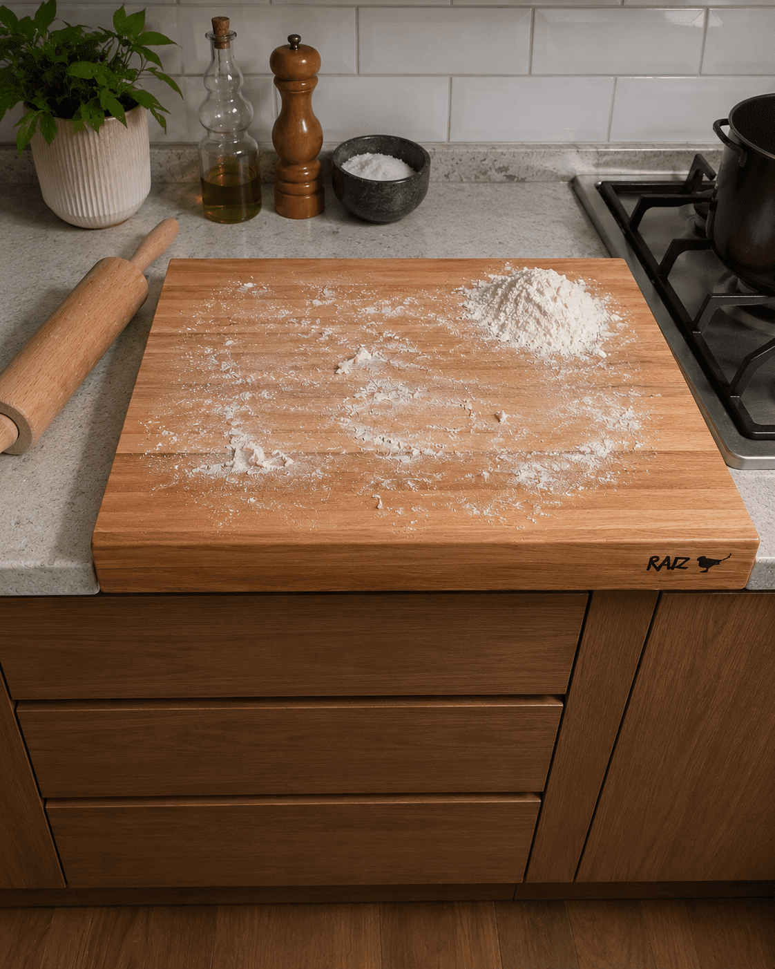 Rio Manso II Tabla De Madera Para Cocina Con Tope Para Mesada 50 x 31 Cm - Imagen 6