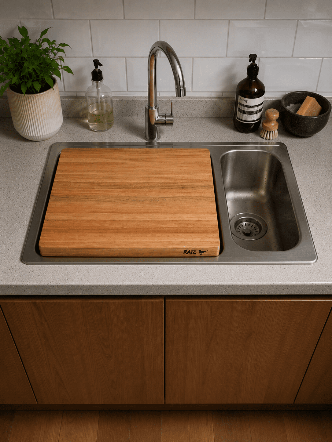 Rio Manso Tabla De Madera Para Cocina Con Tope Para Mesada 40 x 31 Cm - Imagen 6